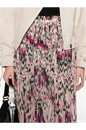 Gonna Rolande in seta arricciata con stampa ISABEL MARANT | JU0356FAC2J05I40PK